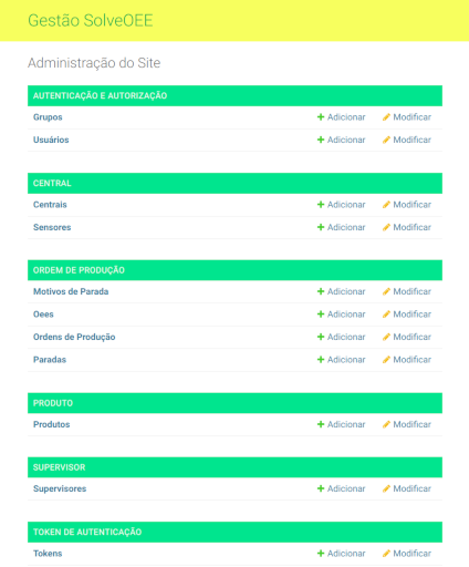 Interface de gestão